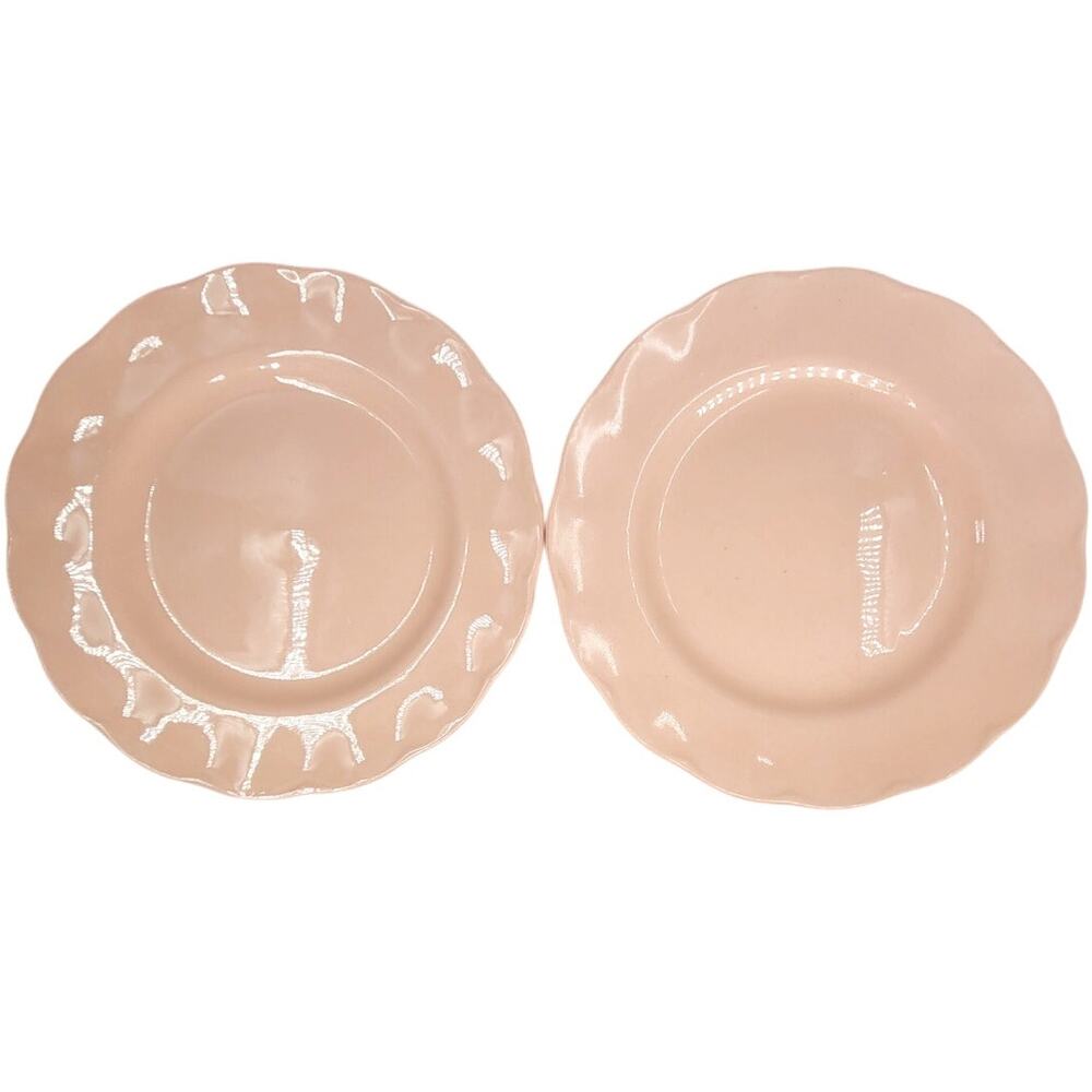 Grindley Peach Petal Pink Dessert Plates Set of 2‎ Wavy Rim Vintage Cottage 1-3